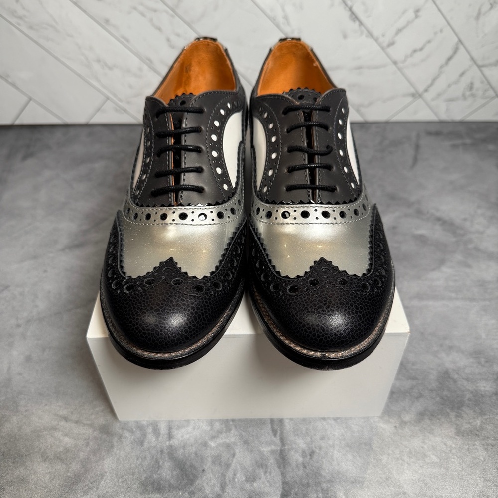 The Office of Angela Scott- Classic Black and Silver Women’s Brogues
